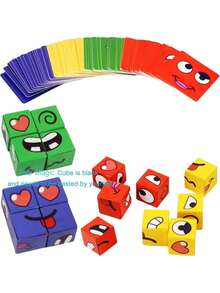 Face Changing Magic Cube Game, Face Changing Building Blocks Game, Expression Matching Building Blocks Puzzle, Building Blocks Puzzle Toys, Family Game