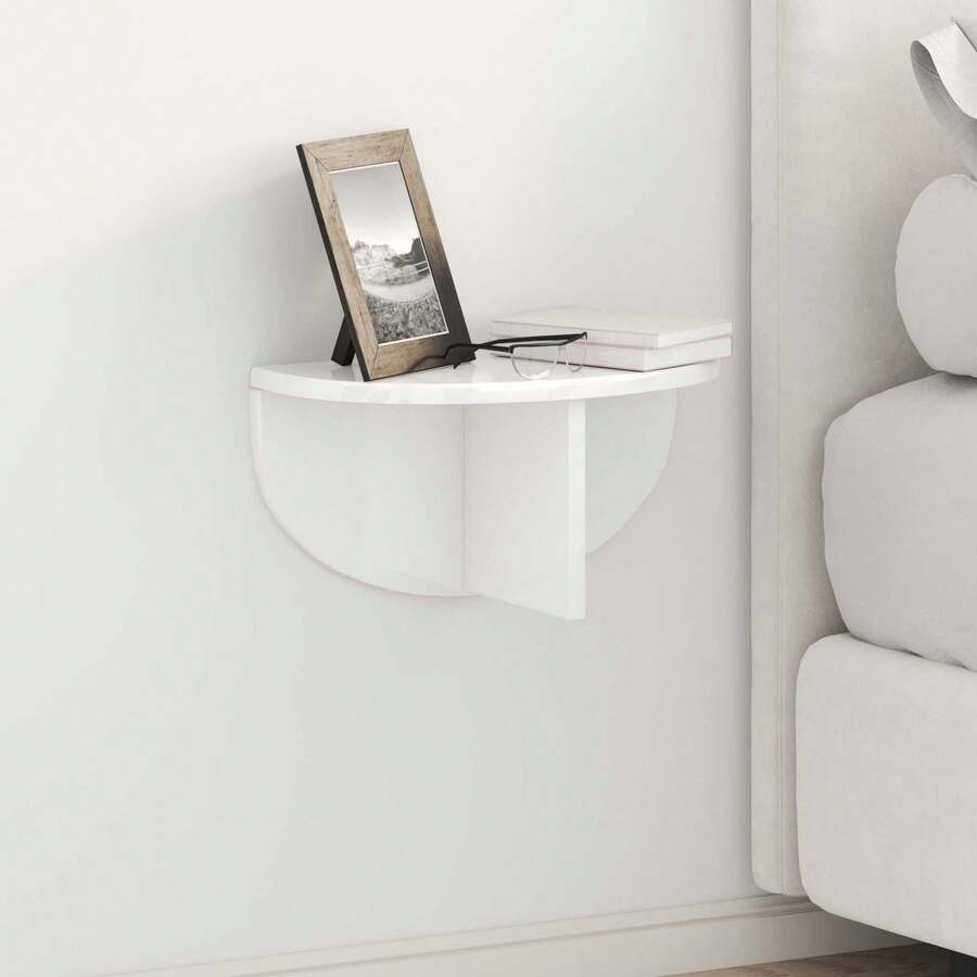 vidaXL Étagère Murale Blanc brillant 38 x 19 x 19 cm Bois d'ingénierie - Blanc - Voir 1