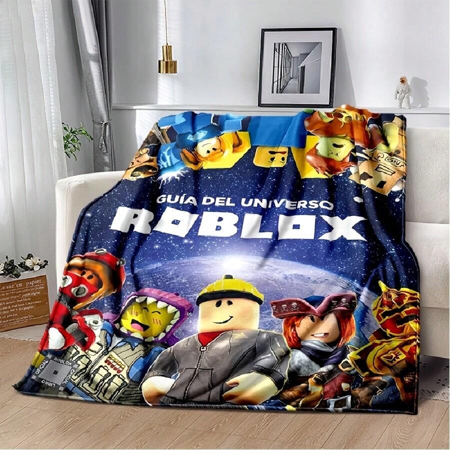 3D R-Robloxs Cartoon Game Blanket,Soft Throw Blanket For Home Bedroom Bed Sofa Picnic Travel Office Cover Blanket Gift . - trắng - Xem 1