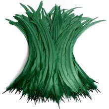 100根公鸡尾羽，25-35厘米/10-14英寸，适用于嘉年华派对表演服装装饰、DIY头饰羽毛、婚礼装饰头饰羽毛 - 彩色 - 查看 25