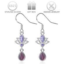 1 Pair 925 Sterling Silver Minimalist Design Cubic Zirconia Lotus Flower Drop Earrings For Women, Suitable For Casual, Holiday, Birthday, Valentine's Day Gift - Silver - View 9