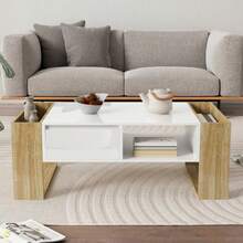 Modern Coffee Table 105 X 60 X 40 Cm - Partially Glossy, With Drawers And Open Compartments - White - View 3