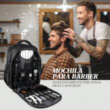 Mochila Organizadora para Barbero - Bolsa Profesional de Herramientas con Compartimentos Acolchados y Gran Capacidad - Negro - Ver 3