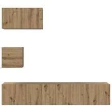 vidaXL Ensemble meuble TV 3 pcs Chêne artisanal Bois d'ingénierie - Tabac - Voir 8