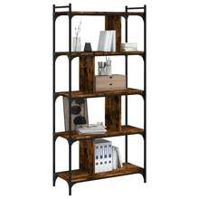 Bibliothèque vidaXL 5 niveaux, blanc fumé, 76 x 32 x 158 cm, bois ingénierie - Tabac - Voir 3