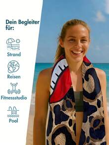 1pc Leopard Print Lip Mark Microfiber Beach Towel - Quick-Drying, Lightweight, And Soft, Perfect For Swimming, Fitness, Yoga - Ideal Travel Companion, Gym Towel | Playful Design | Quick-Dry Fabric, Beach Towel - Multicolor - View 5