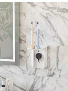 WALI Estante de Pared para Enchufe, Soporte para Enchufe de Pared hasta 4.5 kg, Ahorro de Espacio, Organizador de Estante Vertical Dúplex Estándar para Decor de Hogar, 1 Paquete, Blanco (OLS001-W) - Albaricoque - Ver 2