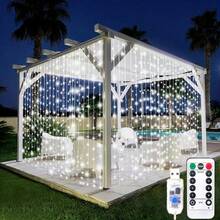 Luces de cortina LED con 8 modos, alimentadas por USB, luces de ambiente para boda, Año Nuevo, Día de San Valentín, dormitorio, sala de estar, decoración de pared, cumpleaños, fiesta, decoración de ventana interior (control remoto no incluido con batería) - Luz de cortina USB - Ver 24