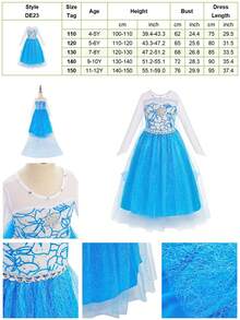 1pc Girls Christmas Long Sleeve Mesh Dress, Children Christmas Carnival Party Stage Performance Dress, Girls Costume - Multicolor - View 5