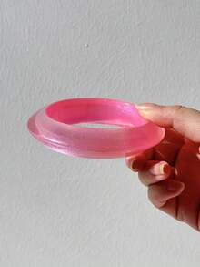 1pc Pink Transparent Asymmetrical Resin Bracelet, Heart Spike Rivet Leather Strap Wristband, Layered Charm Jewelry For Women - Multicolor - View 12