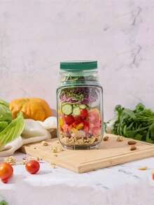 侧开口防漏沙拉盒 - 适用于微波炉、洗碗机和冰箱 - 带调料杯的密封沙拉碗，可堆叠设计，适合备餐、午餐、晚餐、办公和旅行使用 - 彩色 - 查看 15