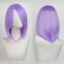 Karida 14-Inch Synthetic Fiber Cosplay Wig With Bangs, Layered Straight Hair, Unisex Cosplay Wig, High Density, Natural-Looking Cosplay Wig For Men And Women