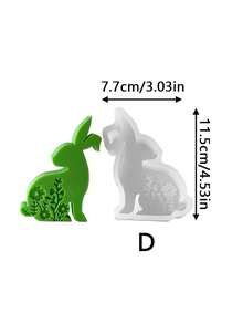 1pc Silicone Flat Rabbit Chocolate Mold, Featuring A Relief Floral Pattern Design. It Is A Standing Rabbit-Shaped Small Cake Mold And Can Also Be Used As A Cartoon Rabbit-Shaped Soap Or Aromatherapy Mold. - White - View 8