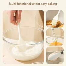 4件套厨房烘焙工具套装 - 硅胶油刷、耐高温烧烤刷、煎饼刷、刮刀、食物夹、打蛋器 - 彩色 - 查看 6