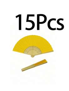 1-25 Peças Leques de Madeira Oca, Leques de Papel Dobrável de Cor Sólida, Acessórios de Verão Portáteis de Bambu DIY, Leques de Mão, Leques Dobráveis, Leques de Moda Personalizados para Casamentos, Decorações de Festa, Presentes de Decoração Artesanal para Casa, Lembranças de Convidados de Casamento, Decorações de Festa de Aniversário, Presentes de Primavera do Dia das Mães, Acessórios de Foto de Desempenho da Festa, Adequado para Decoração de Casa, Escritório (Número Aleatório de Varetas de Leque) - Amarelo - Visão 11