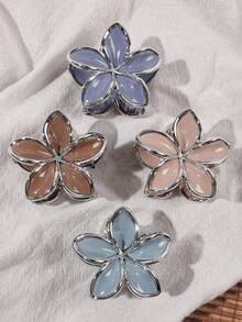 4个波西米亚风亮面莫兰迪色金属边雏菊发夹，优雅简约设计，适合海滩度假女士发饰，时尚优雅发爪夹 - 彩色 - 查看 4