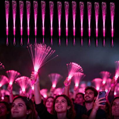 35pcs  Pink Fibre Optic Sticks With 3 Flashing Modes LED Glow Sticks Ideal For Valentine's Day Decorations, Festive Light Displays, New Year Celebrations, Weddings, Gender Reveal Parties, Birthdays, And Atmospheric Photo Backdrops