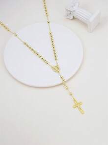 1 chiếc dây chuyền tràng hạt vàng Đức Mẹ Guadalupe, trang sức chuỗi hạt cầu nguyện Công giáo với mặt dây chuyền hình thánh giá, dây chuyền hạt sáng bóng, quà tặng tôn giáo cho nam nữ, phụ kiện đeo hàng ngày/dùng trong các sự kiện tôn giáo. - Vàng 01 - Xem 4