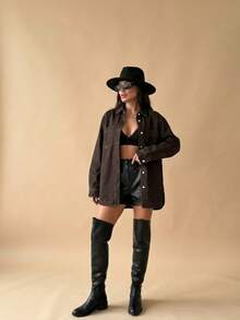 SQUALO Women's Blue Washed, Ripped, And Distressed Effect Jeans Street Style - Brown - View 5