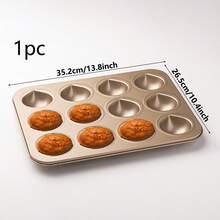 6/9/12 Cavity Chestnut Baking Mold, Professional Non-Stick Madeline Baking Pan, Suitable For Home Baking/Commercial Baking, Cake Mold, DIY Oven Mold, Easy Release, Easy Cleaning - Gold - View 13