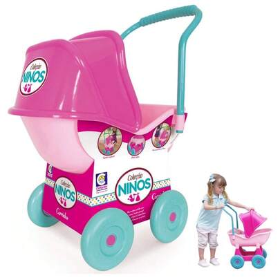 Carrinho de Boneca Rosa Ninos Cotiplás Passeio Brinquedo Menina