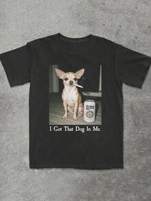 2026 New "I Got That Dog In Me" Chihuahua Graphic T-Shirt, Casual Crewneck Tee For Chihuahua Mom, Daily Wear, Spring/Summer - Black - View 1