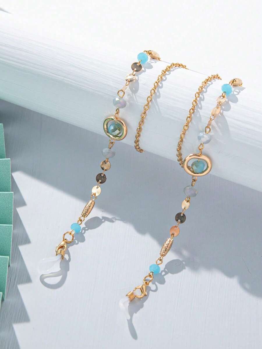 1pc Crystal Beaded Elegant Metal Eyeglasses Chain