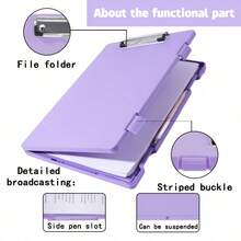 A Large-Capacity Plastic Folder With Storage Box, Ideal For Office Documents, Music Sheets, And Exam Papers. - Màu tím, 1 chiếc - Xem 7