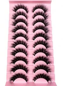 LYBCG New 10Pairs D Curl Volume Russian Volume Natural Fluffy Faux Eyelashes,Classic Cat Eye Mink False Eyelashes, Cross Wispy Dramatic Volume 5D Faux Eyelashes, Soft & Natural-Looking Eyelash Extension Makeup For A Natural Look Strip Lashes,Lashes,Eyelashes,Fake Lashes-C12 - màu đen - Xem 7