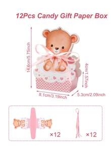 12 pièces Boîtes cadeaux en forme d'ours en peluche, boîtes d'emballage en papier avec motif d'ours mignon pour bonbons et chocolats, convient pour les cadeaux de baby shower, boîtes cadeaux pour fête d'anniversaire sur le thème de l'ours, cadeaux de mariage, décoration de fête de révélation de genre, décoration de fête d'ours en peluche, décoration de table, fournitures pour fête d'anniversaire d'ours, remise des diplômes, rentrée scolaire et autres occasions. - ours - Voir 12
