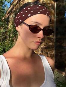 1条咖啡棕色瑜伽弹力头带，女士运动健身跑步吸汗发带蝴蝶结发饰发箍，优雅发饰，休闲运动发带 - 咖啡 - 查看 4