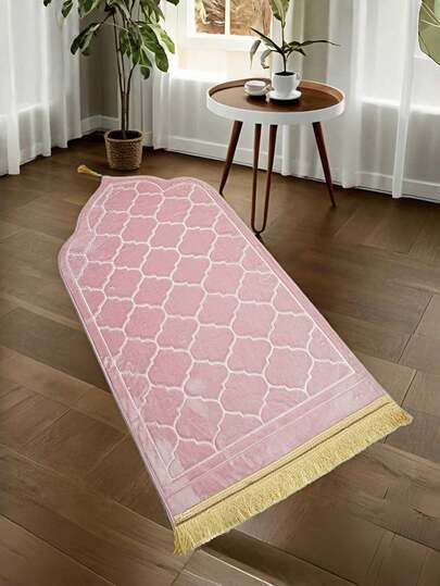 This High-Quality Anti-Slip Prayer Mat Features Tassels, Is Thick And Soft, Foldable And Lightweight, Machine Washable. Made Of Knitted Fabric With An Asymmetric Design. Suitable For Indoor And Outdoor Use, An Ideal Choice For Ramadan, Eid Al-Fitr, Easter, Thanksgiving And Other Holidays.