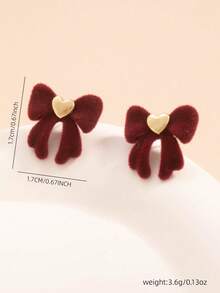 1 Pair Cute Flocked Bow Stud Earrings For Women, Fluffy Earrings - Multicolor - View 4