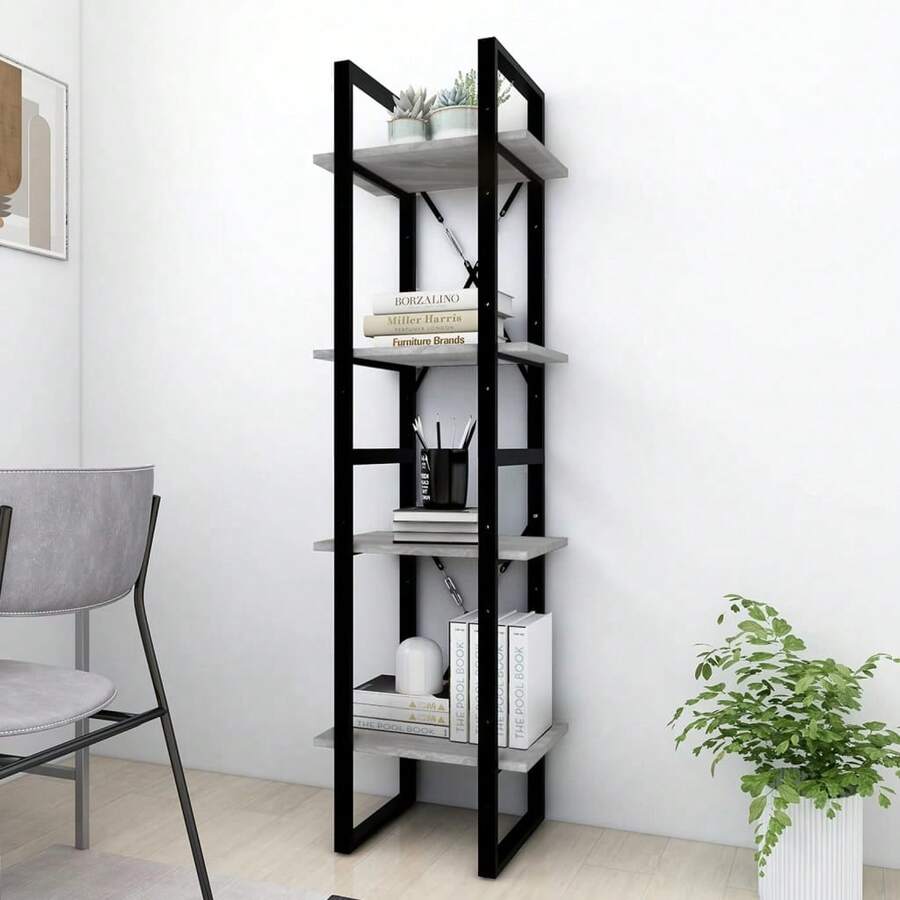 vidaXL Biblioteca 4 niveles Sonoma gris 40x30x140 cm madera - Gris - Ver 1