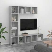 vidaXL Ensemble bibliothèque/meuble TV 3 pcs Sonoma gris 180x30x180 cm - Gris - Voir 1