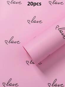 20pcs Heart Shaped Floral Wrapping Paper, Pink & Red Bouquet Pattern, Suitable For Gift Wrapping, Scrapbooking, Wedding & Party Decoration