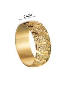 1 Piece Stainless Steel Fashion Ring, Unisex Couples Ring For Wedding, Holiday, Everyday Wear - Yellow Gold - View 5