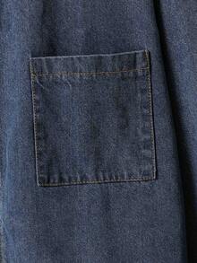 Teen Girl Casual Minimalist Fashion Double Zipper Loose Snowflake Washed Denim Top, Suitable For Spring, Summer, Autumn And Winter - Dark Wash - View 6