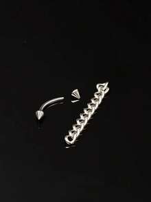 1PC Spike Ear Piercing Helix Piercing Earring Curved Bar With Chain Stainless Steel Ear Stud Ear Stack Cartilage 16G Gauge Body Piercing Punk Style