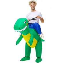 [Valentine Special] Lightweight Inflatable Dinosaur Costume With Fan - Blow Up T-Rex Halloween Outfit For Adults, Funny Party & Cosplay Costume - 綠色 - 查看 1