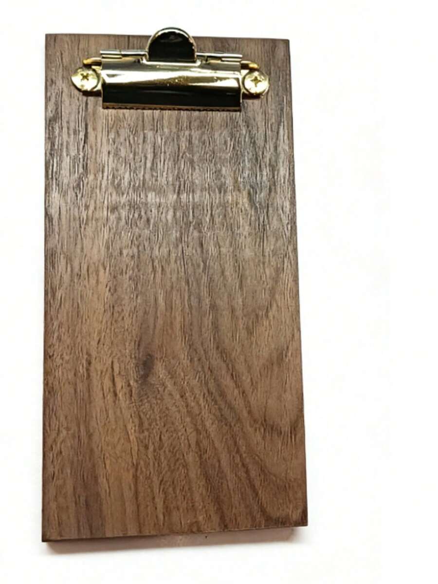 1 st LEEAN miniplywood i naturträ med guldfärgade gångjärn och rundade hörn - kompakt och hållbar, lämplig för restaurang- och skolpersonal - kan användas som menyställ, recepthållare, anslagstavla, notadisplay - elegant bärbar version, även lämplig för hemmakontor