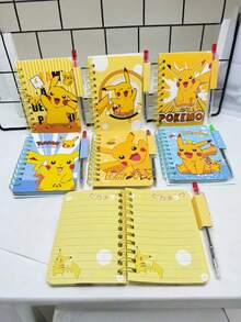 1pc Pokemon Pocket Monster Notebook With 1 Pen, Spiral Bound Memo Pad, Student Gift, Suitable For Holidays, Parties, Small Gifts (Pen And Notebook Are Random Combination) - Multicolor - View 2