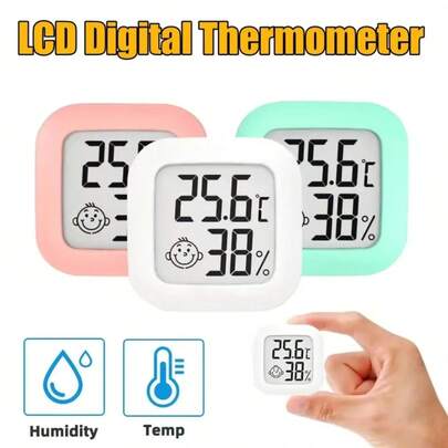Bộ 2 máy đo độ ẩm mini, nhiệt kế phòng, thiết bị theo dõi nhiệt độ và độ ẩm kỹ thuật số trong nhà, thích hợp cho nhà trẻ, nhà ở, văn phòng, vườn và hầm rượu.