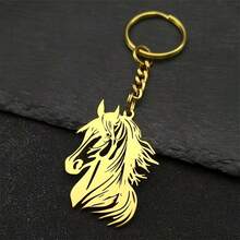 1pc New Stylish Hollow Horse Head Key Chain, Stainless Steel Keyring, Creative Personalized Accessory - Multicolor - View 5