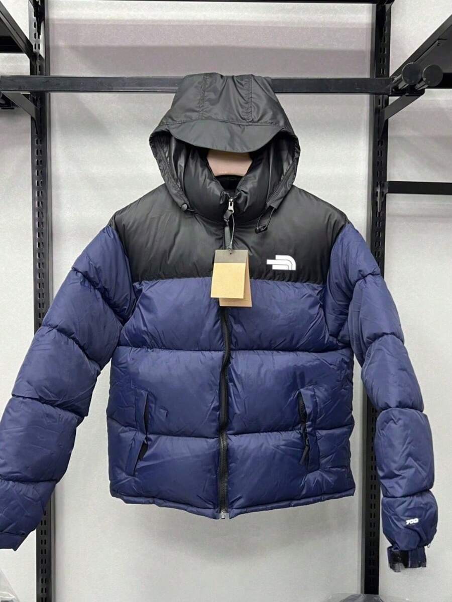 Men's Winter Plaid Hooded Cotton Jacket - Thickened Warm  Casual Coat - 藏蓝色 - 查看 1