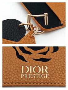 Christian Dior 棕色玫瑰镂空卡包，长方形皮革卡包，带星形心形吊坠，内置化妆镜，卡槽可放置卡片和身份证，通勤/旅行必备，情人节女友礼物，奢华卡包配饰 - 棕色 - 查看 4