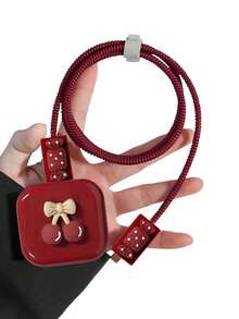 5pcs 3D Cartoon Cherry & Candy Charging Head Protector Cases, Data Cable Protectors, Compatible With Apple 17 Charger 40W Model - Multicolor - View 8