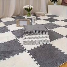 12片装方形拼图地毯垫，客厅沙发全覆盖拼图地垫，方形拼图风格床边地毯卧室地垫 - 彩色 - 查看 15