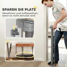 Extendable Stair Gate, Height 0-136 Cm, Height 87 Cm, Pet Gate, 142 X 10 X 87 Cm, Grey - 灰色 - 查看 3