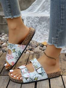 Unisex Thick Sole Birkenstocks Style Retro Casual Versatile Flat One-Strap Sandals, Suitable For Teenagers - Multicolor - View 5